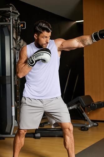 COOFANDY Men's Workout Tank Top Gym Muscle Shirts for Men Sleeveless Fitness Tshirt with Reflective Stripes White M - Thumbnail 6