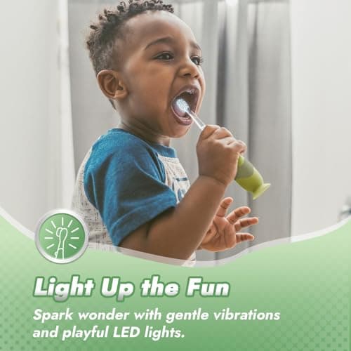 Papablic Toddler Sonic Electric Toothbrush Kids for Ages 1-3 Years, Baby Electric Toothbrush with Cute Dino Cover and Smart LED Timer, 2 Brush Heads (Max) - Thumbnail 3