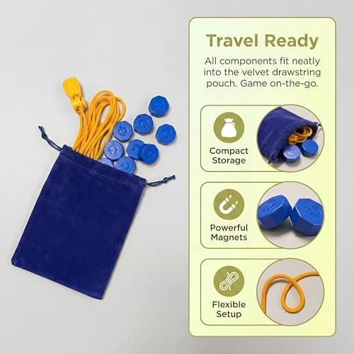 Kiyuycy Magnetic Chess Game Set Strategy Game 20 Large Sturdy Magnetic Pieces,Game with String,for Gatherings,Travel，Camping. 2-4 Players. Strategy Game Blue - Thumbnail 2