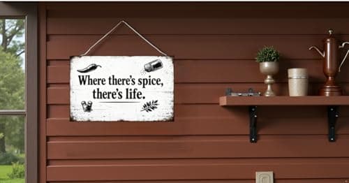 Where There’s Spice There’s Life Vintage Tin Sign Rustic Kitchen Wall Decor Metal Plaque Farmhouse Cooking Quote Art Dining Room Pantry Cafe Typography 8x12 Inch Pre Drilled Holes - Thumbnail 2