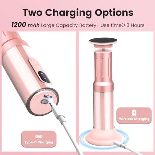 2 in 1 Electric Foot Callus Remover Women, 2000RPM Electric Callus Remover for Feet with 6 Adjustable Settings, Rechargeable Foot File with 40Pcs Sandpaper Discs for Women's Day Gift (Pink) - Thumbnail 4