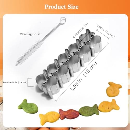 SurgeHai Goldfish Cracker Cutters 2 PCS, Mini Cookie Cutters 304 Stainless Steel Food Safe Grade, Single-Row Goldfish Cutters Designed, Come with Cleaning Brush, Easy To Clean (2) - Thumbnail 3