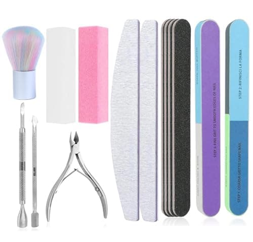 TONOKAILS Nail Care Tool Kit, 14 Pcs Nail File Set Buffer Block Sponge Polished, Cuticle Nipper and Pusher for Dead Skin Nail Brush Nail Tools Nail Trimming Manicure Tools - Image 1