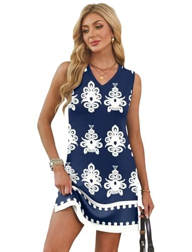 BKRIVE V-Neck Summer Casual Beach Dresses for Women 2026 Vacation Women's Sleeveless Sundress with Split - Thumbnail 3