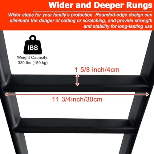 RV Bunk Bed Ladder, 55" Interior Adjustable Travel Trailer Twin Bed Step Ladders with 4 Hooks and Foot Caps, Heavy Duty Metal Dorm loft Camper Ladders, Portable Stairs Steps, Load 330 LBS - Thumbnail 2