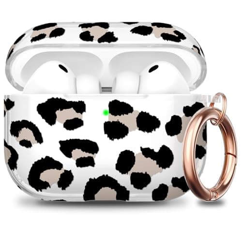 Delidigi Cute Leopard Print Case Compatible with AirPods Pro 3 Case with Keychain, Translucent TPU Protective Cover for Apple AirPods Pro 3nd Generation 2025, Two-Piece Snap-Fit - Image 1