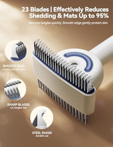 Dog Brush for Shedding with Steam, Dog Brush for Long Haired Dogs and Cats, Dual-Sided Dematting and Deshedding, Safe Non-Deforming Steel Pins, for Medium-Thick Coats Prone to Tangles & Shedding - Thumbnail 2