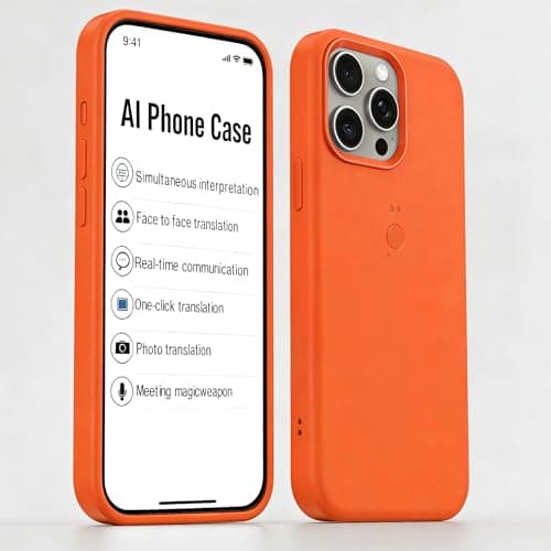 Stillknot Voice Recorder for iPhone 15 Pro Phone Case, AI Meeting Recorder & Voice Recorder Device, 136 Languages Translator, Photo Translation, Magnetic Charging, Shockproof Protective Case (Orange)