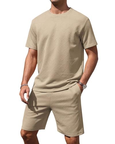 Aiyino Men’s 2-Piece T-Shirt & Shorts Set – Casual Track Suit for Summer