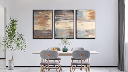 ASDCEUTICALS Large Canvas Wall Art - Brown Abstract Pictures for Living Room Aesthetic Retro Wall Decor Rustic Paintings Black Float Framed Artwork for Bedroom Dinning Room Office 16" X 24" X 3 pcs - Thumbnail 4