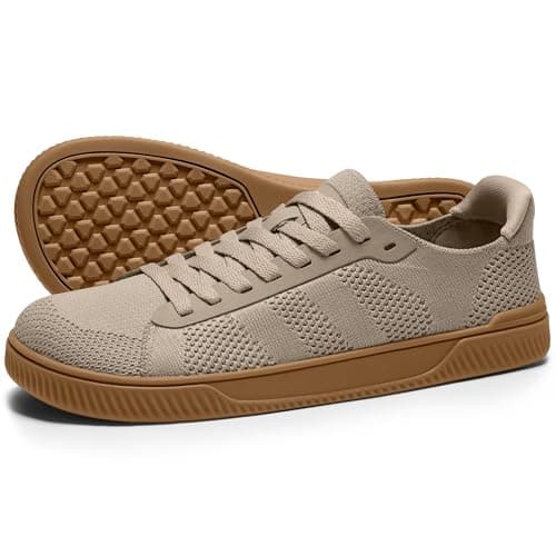 AIRHAS Womens Wide Toe Box Barefoot Shoes Zero Drop Fashion Sneakers for Women Walking Casual Minimalist Shoes(Brown/Gum,7.5) - Image 1