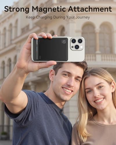 Kuulaa 10000mAh MagSafe Battery Pack, 0.51in Ultra Slim Magnetic Power Bank with LED Indicator, 20W PD USB-C Fast Charging Portable Charger for iPhone 17/16/15/14/13/12,Black - Thumbnail 4