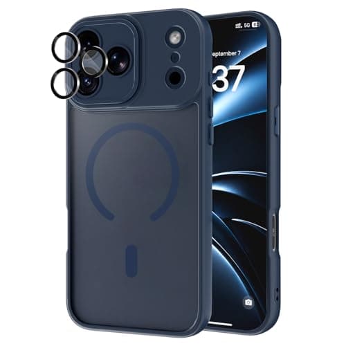 HQXCYX Magnetic for iPhone 17 Pro Case Compatible with MagSafe - [Full Camera Protection] [Drop Protection] Translucent Matte Shockproof, Scratch-Resistant&Wireless Charging Phone Cover-Deep Blue - Image 1