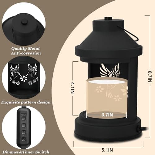Candle Warmer Lamp Timer- Birthday Gifts for Women Mom, House Warming Gifts New Home Decor, Modern Farmhouse Decor, Hummingbird Candle Warmer Lanterns Vintage for All Jar Candles - Thumbnail 3