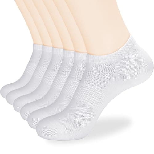 Corlap Women's Ankle Cotton Socks - No Show Low Cut Athletic Running Soft Thin White Socks 6 Pairs - Image 1