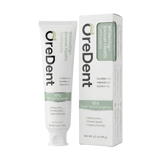 OreDent Fluoride Free 10% Nano Hydroxyapatite Whitening + Enamel Health Toothpaste, Remineralizing, Sensitivity Relief, Xylitol, SLS Free, Lemon Mint Flavor for Adults & Kids, 4.2 oz - Image 1