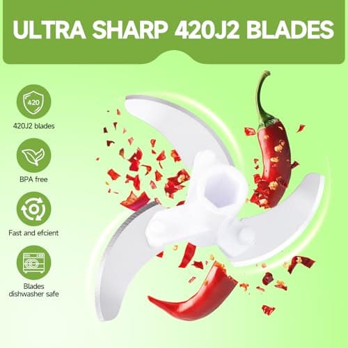 Ziweaye Manual Food Processor Vegetable Chopper, Portable Hand Pull String Garlic Mincer Onion Cutter for Veggies, Ginger, Fruits, Nuts, Herbs, etc., 500ml,（Gray-green） - Thumbnail 4