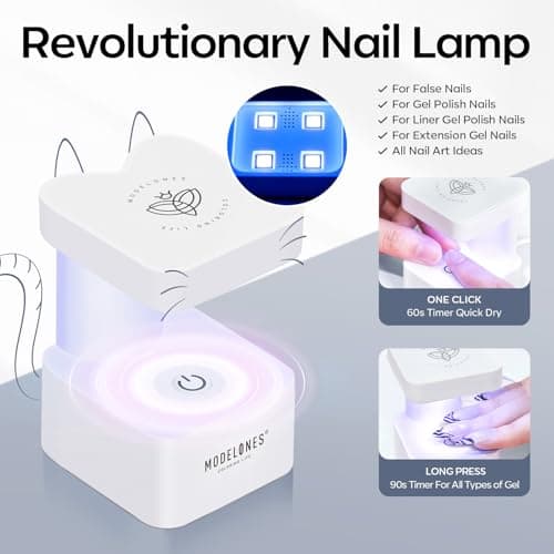 modelones X Nail Gel Kit Medium Coffin, Upgrade 510Pcs Fake Nails, 9-in-One Glue Prep Dehydrator & Portable Mini U V Light Acrylic Clipper, Coffin Tips Extension Kit for DIY Salon Home Gifts - Thumbnail 4