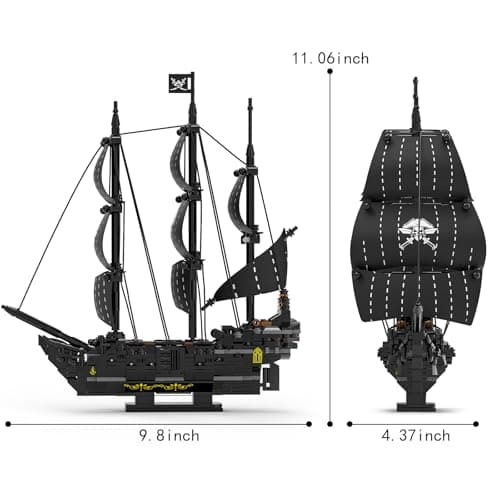 Xbert Pirate Ship Building Set - Black Pearl Ship Model with Display Stand, Desktop Decor Collectible for Men, Adult, Ship Building Blocks Toys for Display - Thumbnail 5