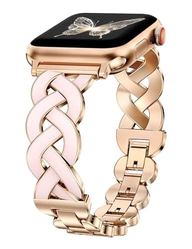 Wearlizer Metal Band Compatible with Apple Watch Bands Women 42/44/45/46/49mm, Dressy Enamel Stainless Steel Bracelet Celtic Knot Strap for iWatch Series 11 10 9 8 7 6 5 4 SE/Ultra 3 2 1 - Image 1