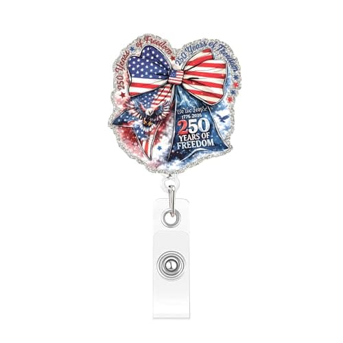 FEIYUENO 250th Anniversary Badge Reel Retractable-Eagle Holder Clip ID Card Badge Reel for Teacher Student Office Work Accessories Gifts (250-L)