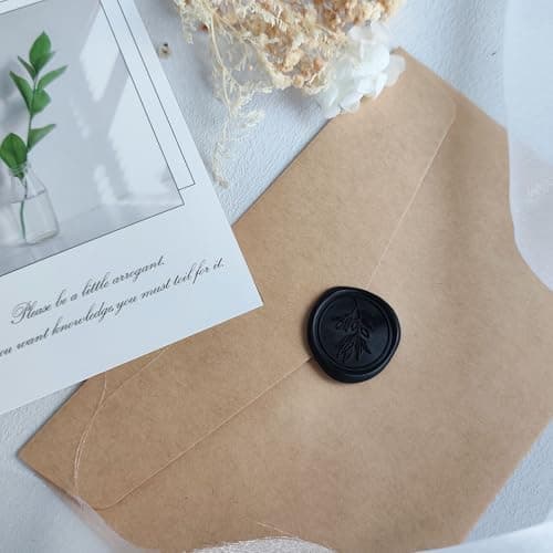 Pilloze 50Pcs Black Self-Adhesive Wax Seal Stickers - Wax Seal Perfect for Wedding Invitation or Envelope Good Adhesion and Easy to Use, Wedding Invitation Accessories - Thumbnail 3