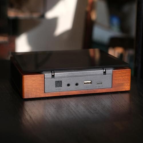 Portable Bluetooth CD Player for Home, Retro Desktop CD Player with AUX/SPDIF Output for External Speakers, CD/CD-R/MP3 Playback, Remote Control, Wooden Design - Thumbnail 5