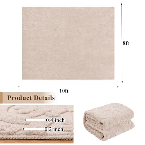 U'Artlines 8x10ft Washable Area Rug for Living Room, Neutral Beige Modern High-Low Pile Rug for Bedroom, Non Slip Soft Cozy Fluffy Large Floor Carpet for Dining Area, Kids Nursery Room - Thumbnail 2