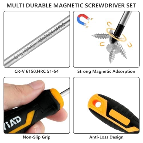 5-Piece Tool Kit 6.65” Needle Nose Pliers + Magnetic Screwdrivers (Phillips/Flathead) – CR-V Steel, Non-Slip Grip for Home Repair, DIY, Electrical Work - Thumbnail 5