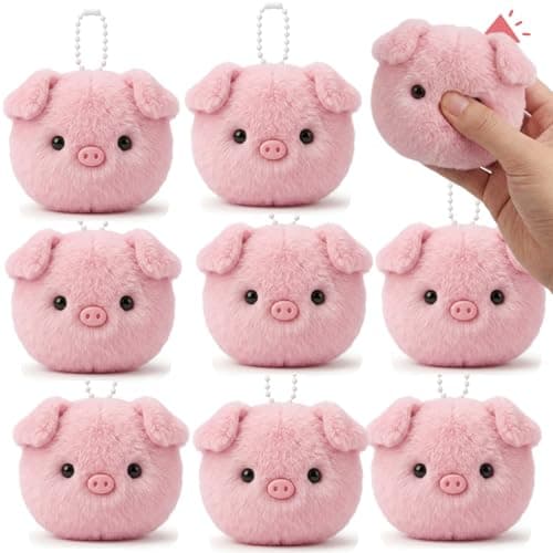 ZAOMENG 9 Pcs Cute Plush Keychains Stuffed Animals Keychain with Sound Party Favors Carnival Prizes,School Gifts,Goodie Bags Birthday Pinata Stuffers Classroom Prizes Treasure Box Backpack Charms - Image 1
