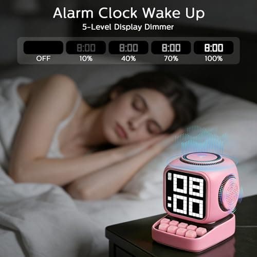 tiffhome Smart Bluetooth Speaker with Wireless Charger Digital Alarm Clocks for Bedrooms - 15W Fast Wireless Charging Station with 3 Modes - Portable Speaker Gifts for Men Women - Thumbnail 4