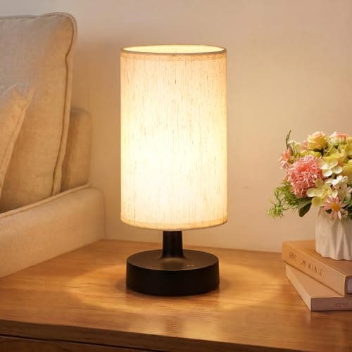 Kakanuo Cordless Table Lamp Rechargeable Small - 1 Pack Beige Black, 4000mAh Battery Operated Lamp with Touch Control Stepless Dimming, Wireless Lamp for Bedside, Nightstand, Bedroom, Living Room - Image 1