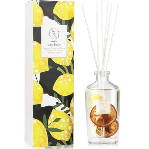Reed Diffuser Set, Pretty Valley Home Diffuser 140Ml / 4.73 fl OZ Gift Box - Includes Reed Diffuser Sticks, Long Lasting Fragrance Oil and Glass Bottle for Office Living Room Decor (Lemon)