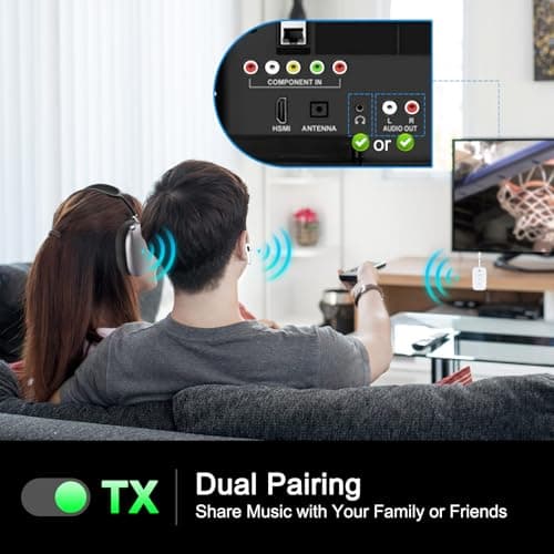 Premium Airplane Bluetooth 5.4 Transmitter Adapter, for 2 AirPods/Headphones,2 in 1 Transmitter Receiver with aptX Low Latency,Wireless Adapter for Flight,TV,Gym,Tablets Car Stereo - Thumbnail 6