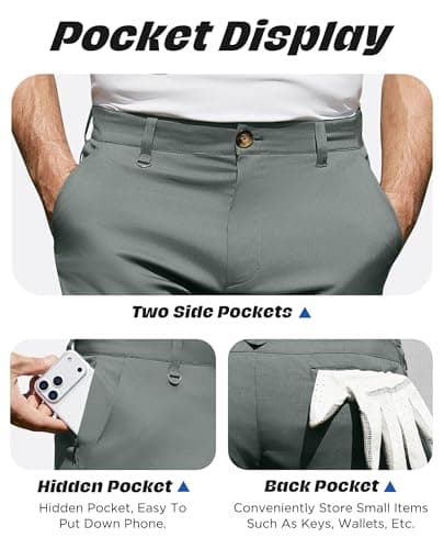 CoozySphere Green Golf Shorts Men's Dress Short Shorts with Pockets for Athletic Hiking Men 7" - Thumbnail 4
