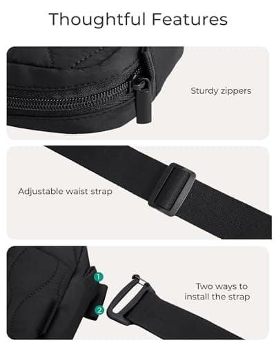 BAGSMART Fanny Packs for Women with Two Ways to Install the Adjustable Strap Lightweight Crossbody Belt Bag for Traveling Workout - Thumbnail 6