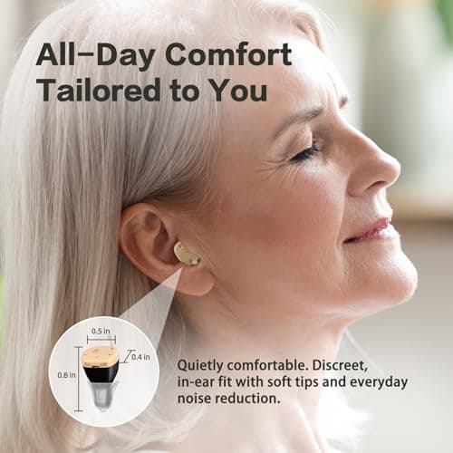 Rechargeable Hearing Aids for Seniors with Noise Cancellation, OTC hearing aids Digital Chips for Clear Sound, CIC In-Ear Fit Comfortable & Invisible, Charging Case Volume Control, 1 Pair, Black - Thumbnail 5
