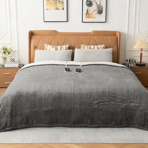 WOOMER Heated Blanket Queen Size,Durable Flannel and Soft Sherpa,Dual Control,84” × 90” Electric Blanket, 10 Heat Levels&0.5-12h auto-Off, Overheat Protection,Energy Efficient - Image 1