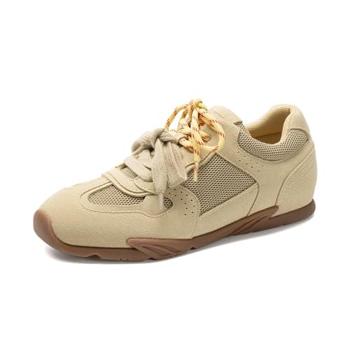 DREAM PAIRS Women's Retro Lace Up Sneakers, All-Day Comfort Lightweight Non Slip Casual Fashion Walking Trainers Shoes,Size 6.5,Camel,SDFN26044W - Image 1