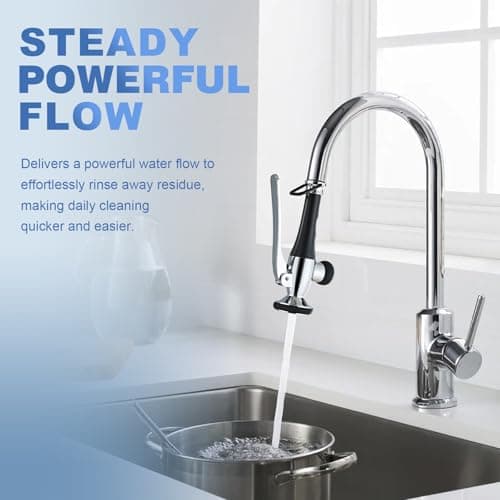 Kitchen Faucet Replacement Head, Spray Head with Stream & Spray Functions, High-Pressure Anti-Clog Nozzle, Easy Install, Chrome Finish, Fits Most Kitchen Faucets - Thumbnail 4