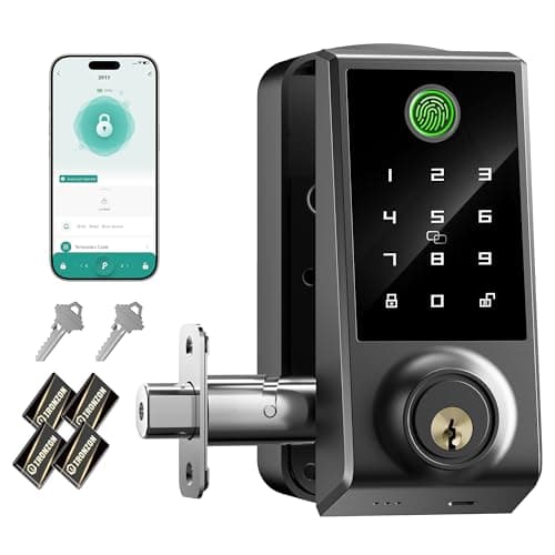 IRONZON Smart Door Lock, 5-in-1 Keypad Deadbolt for Front Door, Keyless Entry Door Lock with App Control, Auto-Lock, Anti-Peeping Password, 4 IC Cards, 15-Min Installation, Black - Image 1