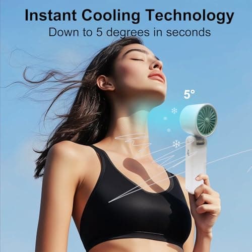 Joytential Portable Handheld Fan, Turbo Hand Fan with 1-100 Speed Adjustable USB Rechargeable, Powerful Instant Cooling Personal Mini Fan for Travel, Outdoor, Camping, White - Thumbnail 5
