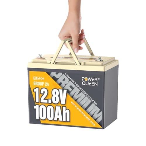 Power Queen 12V 100Ah LiFePO4 Battery, Group 24 Lithium Battery, 15000+ Deep Cycles RV Battery with BMS Protection for Travel Trailer, Motorhome, Trolling Motor, Solar - Image 1