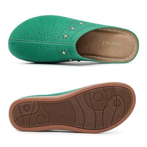 Goldnut Women's Green Closed Toe Clogs Comfortable Slip On Mules Non Slip Casual Summer Walking Clog for Womans Mules Size 7 - Thumbnail 5