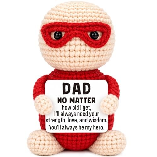 AVBODA Mini Fathers Day Dad Gifts for Men from Daughter Son Wife Funny Handmade Crochet Hero Birthday Gift for Dads Inspirational Best Dad Ever Gift for Step Dads Father in Law Husband