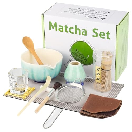 12 Pcs Matcha Whisk Set - Matcha Set Includes Ceramics Matcha Bowl and Cup, Matcha Kit for Ceremony Making Tools, Gift for Family/Friend Gradient blue-green - Image 1