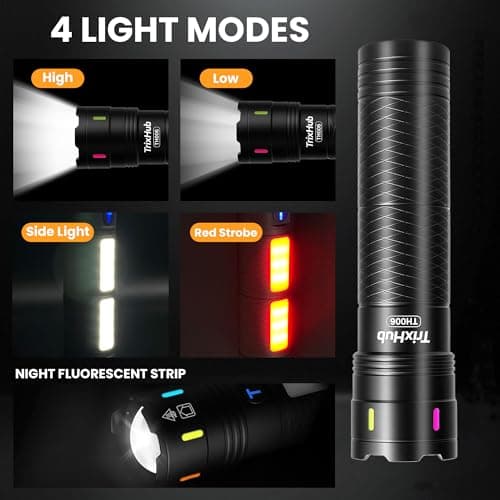 Rechargeable Flashlights 990,000 High Lumens, Super Bright Flash Light Long Range 5000ft, 4 Mode with Red LED Flashing Tactical Flashlight, High Powered Flashlight High Beam for Home Emergency Camping - Thumbnail 2