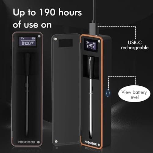 Smart Wireless Meat Thermometer with Thinnest Probe, Magnetic Bluetooth Food Thermometer, Remote Tracking and Real-Time Readings from Apps, for iOS and Android, for BBQ, Grill, Smoker - Thumbnail 3