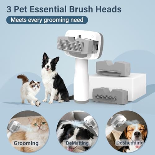 Pawimood Pet Steam Brush for Dogs & Cats | Self-Cleaning Dog Steam Brush with 3 Brushes & Spray Function | Cat Steam Brush for Shedding, Dematting & Grooming | Includes Pet Essence - Thumbnail 2