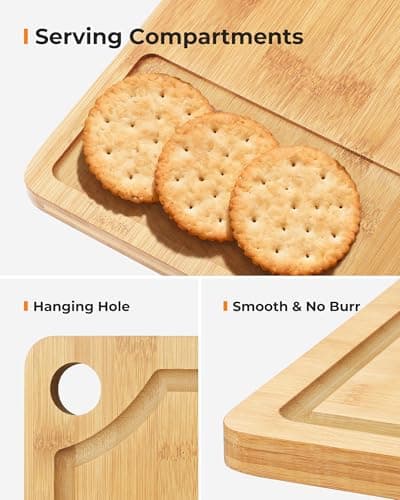Bamboo Cutting Board for Kitchen, Knife-Friendly Wooden Cutting Boards Set 3-Piece with Juice Groove, Durable Chopping Boards for Meat, Vegetables, Fruits, Cheese(Natural) - Thumbnail 6